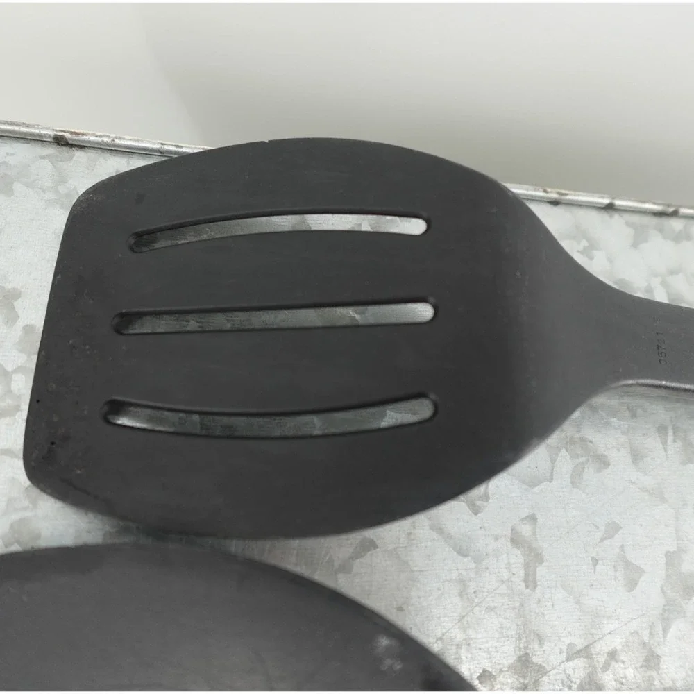 Calphalon Nylon Kitchen Utensil Set 3pc Slotted Turner Solid Spatula Spoon Black